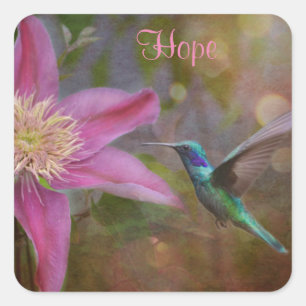 Cuadrada Pegatina Hummingbird