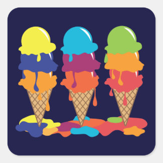 Cuadrada Pegatina Ice Cream