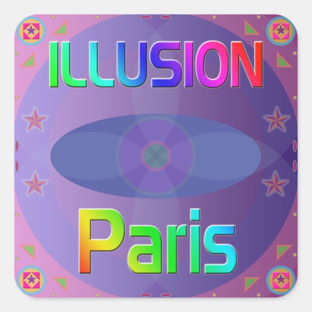 Cuadrada pegatina "ILLUSION Paris" (Anverso)