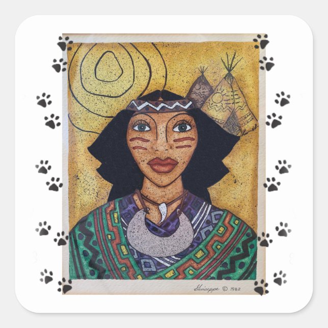 Cuadrada Pegatina indio (Anverso)