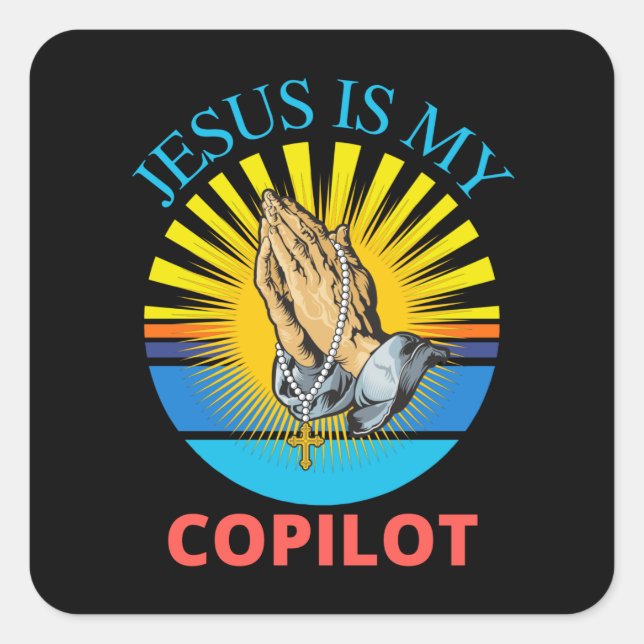 CUADRADA PEGATINA -JESUS ES MI COPILOTO (Anverso)