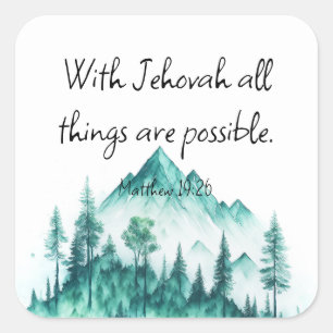 Cuadrada Pegatina JW, Mateo 19:26 Regalo JW