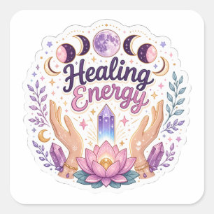 Cuadrada Pegatina Kawaii de Energía Curativa