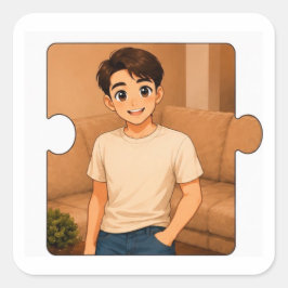 Cuadrada Pegatina Kawaii para Familia a Juego