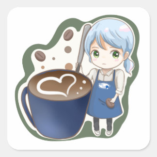 Cuadrada pegatina komugisui de taza de café