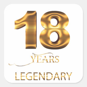 Cuadrada Pegatina legendaria de 18 años