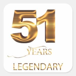 Cuadrada Pegatina legendaria de 51 años