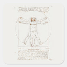 PEGATINA : LEONARDO DA VINCI : HOMBRE VITRUVIANO