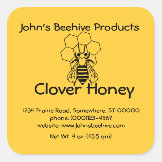 Cuadrada Pegatina (lg sq) - Honey Business - Abeja en Comb