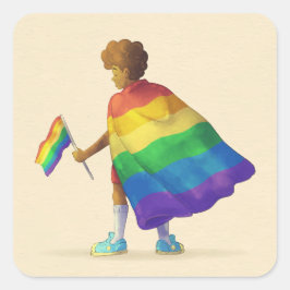 Cuadrada Pegatina LGBT Rainbow Boy