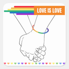 Cuadrada PEGATINA LGBTQ+, amor es Pegatina de amor, orgullo
