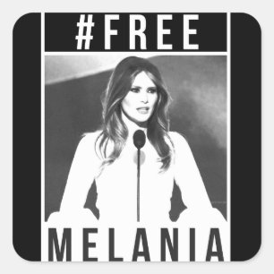 Cuadrada Pegatina libre de Melania (negro)