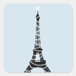 Cuadrada Pegatina ligero de la torre Eiffel del centelleo -