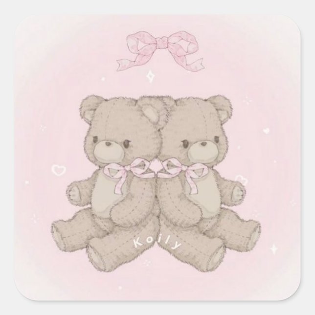 Cuadrada pegatina lindo (Anverso)