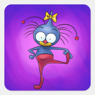 Cuadrada Pegatina lindo del dibujo animado