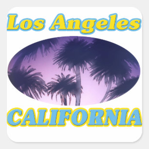 Cuadrada pegatina "Los Angeles California Palm Trees"