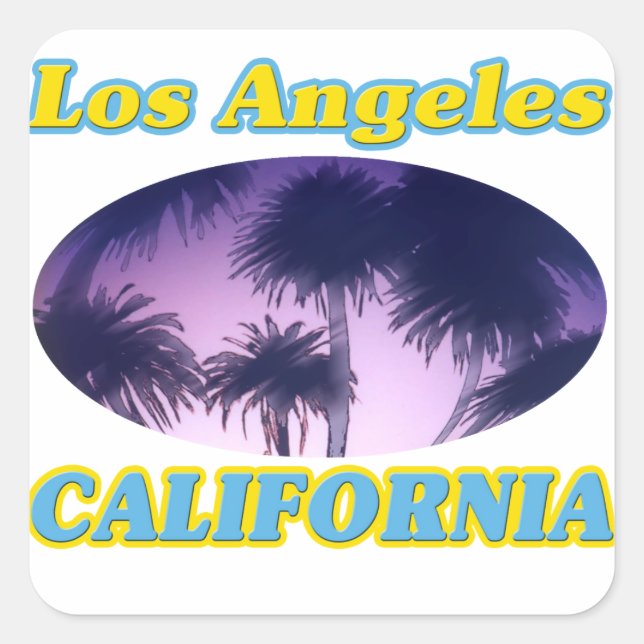 Cuadrada pegatina "Los Angeles California Palm Trees" (Anverso)