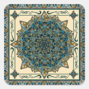 Cuadrada Pegatina Mandala de la ventana de marco de cristal