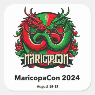 Cuadrada Pegatina MaricopaCon 2024 (Dragones)