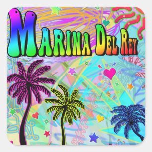 Cuadrada Pegatina Marina Del Ray Vivid Romance