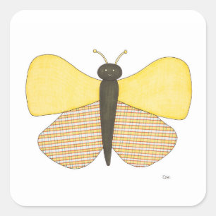 Cuadrada Pegatina mariposa-Erin Brie Art Square St.