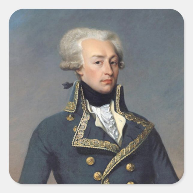 Cuadrada Pegatina Marquis de Lafayette (Anverso)
