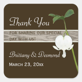 Cuadrada Pegatina marrón verde marfil sangrado corazón 1.5"