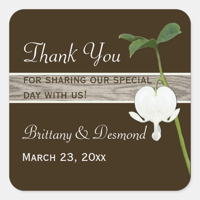 Cuadrada Pegatina marrón verde marfil sangrado corazón 1.5" (Anverso)