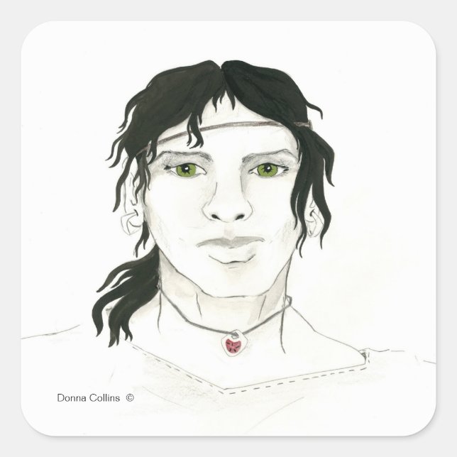 Cuadrada Pegatina masculino indio (Anverso)