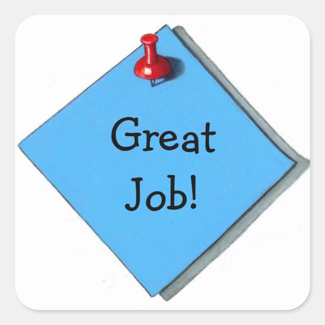 Cuadrada Pegatina Memo: Arte Realismo: ¡Gran Trabajo! (Anverso)