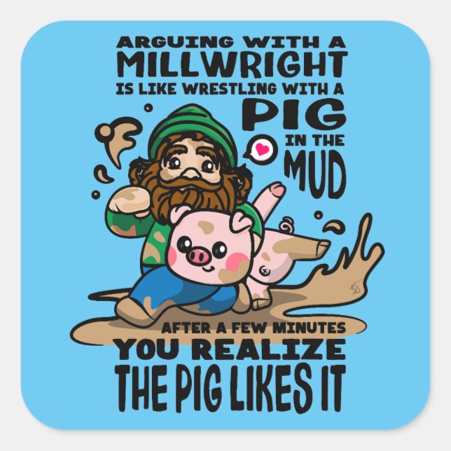 Cuadrada Pegatina Millwright (Anverso)