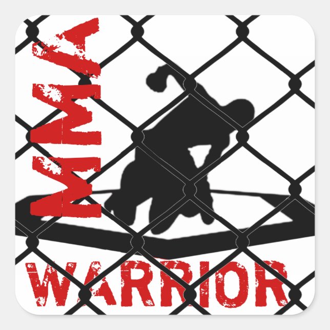 Cuadrada Pegatina MMA WARRIOR (Anverso)
