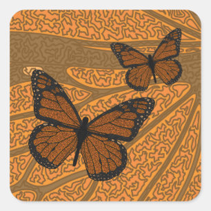 Cuadrada Pegatina Monarca Doodled