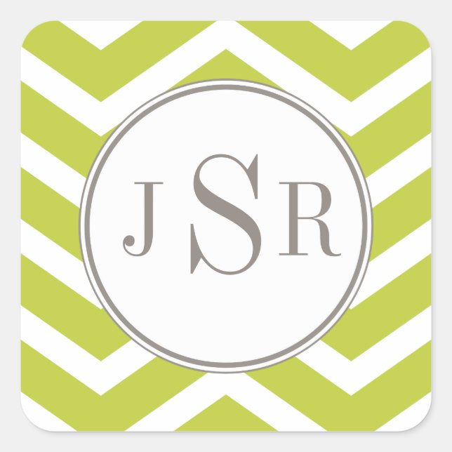 Cuadrada Pegatina Monograma Chevron (Anverso)