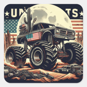 CUADRADA PEGATINA MONSTER TRUCK