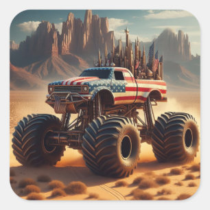 CUADRADA PEGATINA MONSTER TRUCK