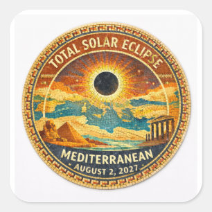 Cuadrada Pegatina Mosaico Eclipse Total de Sol 2027