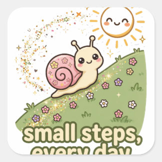 Cuadrada Pegatina Motivacional Caracol Lindo Pequeños Pasos