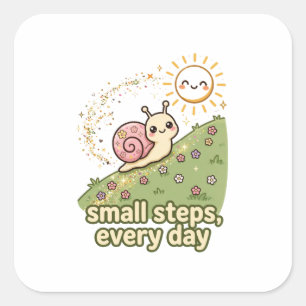 Cuadrada Pegatina Motivacional Caracol Lindo Pequeños Pasos