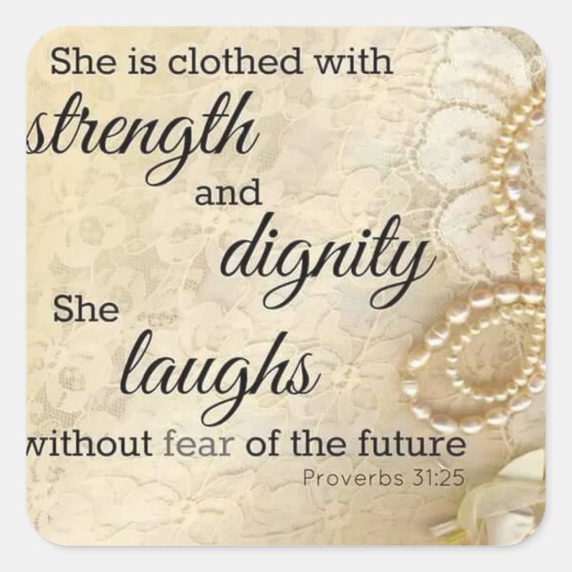 Cuadrada Pegatina mujer fuerte (Anverso)