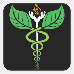 Cuadrada Pegatina Naturopático Caduceus