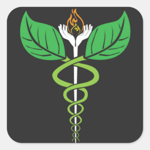 Cuadrada Pegatina Naturopático Caduceus