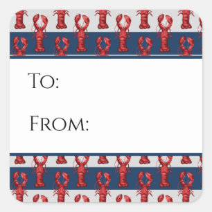 Cuadrada Pegatina Nautical Lobster Gift Tag