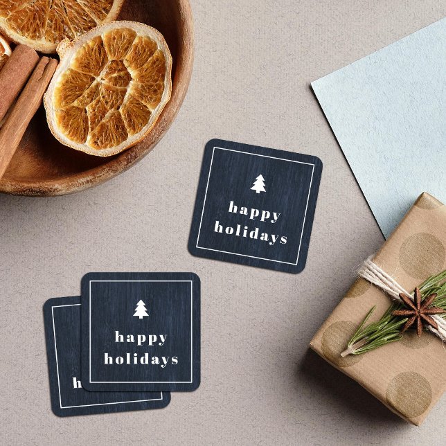 Cuadrada Pegatina navideña con estampado de madera de árbol (Subido por el creador)