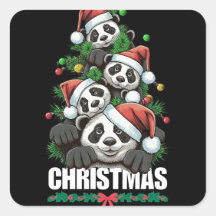 Pegatina navideña de Panda juguetona