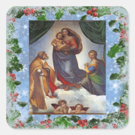 Cuadrada Pegatina navideña de Sistine Madonna