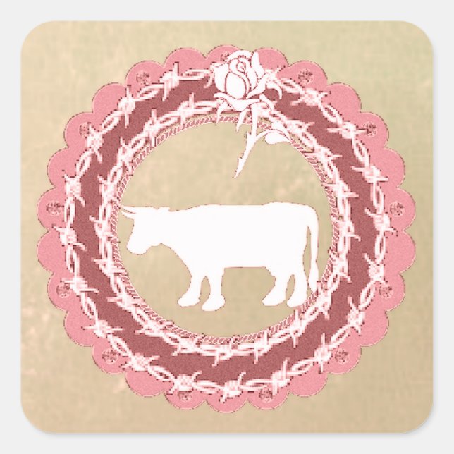 Cuadrada Pegatina navideña de vaca (Anverso)
