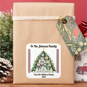 Cuadrada Pegatina navideño alegre para regalos