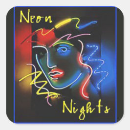 Cuadrada Pegatina Neon Nights