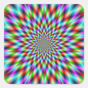 Cuadrada Pegatina Neon Star Explosion